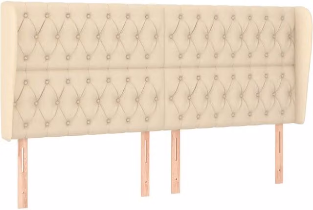 Testiera | Testata ad Orecchio Crema 183x23x118/128 cm in Tessuto