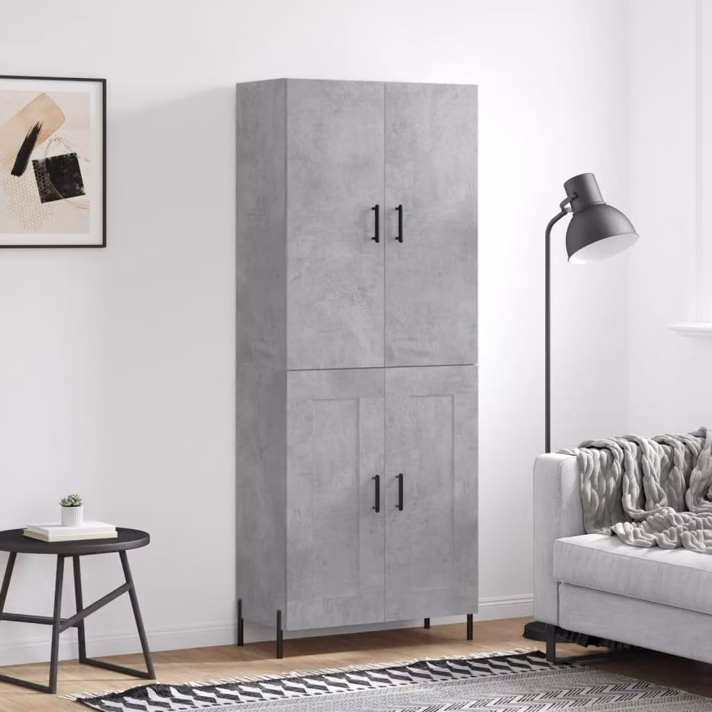 vidaXL Credenza grigio cemento 69,5x34x180 cm materiale a base di legno