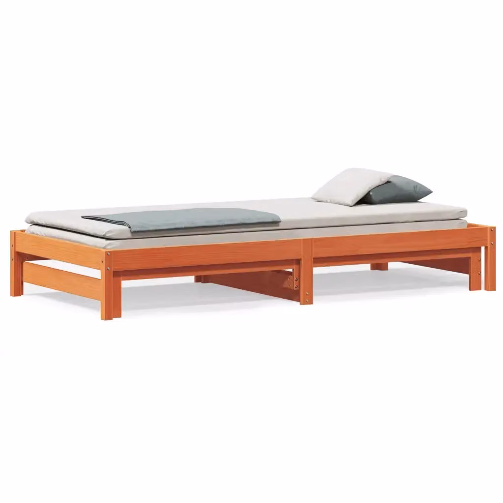 Divano con Letto Estraibile vidaXL in Legno di Pino Massello Marrone Cera L: 205.5 cm, P: 185 cm, H: 90 cm – 2