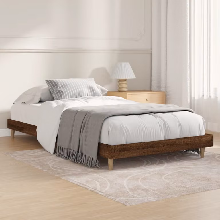 vidaXL Giroletto senza Materasso in Rovere Marrone con Doghe in Legno L/P: 100 x 200 cm