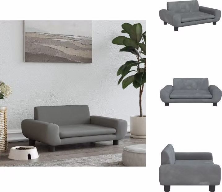 vidaXL Letto per cani grigio scuro 70x45x33 cm in velluto - Letti per cani