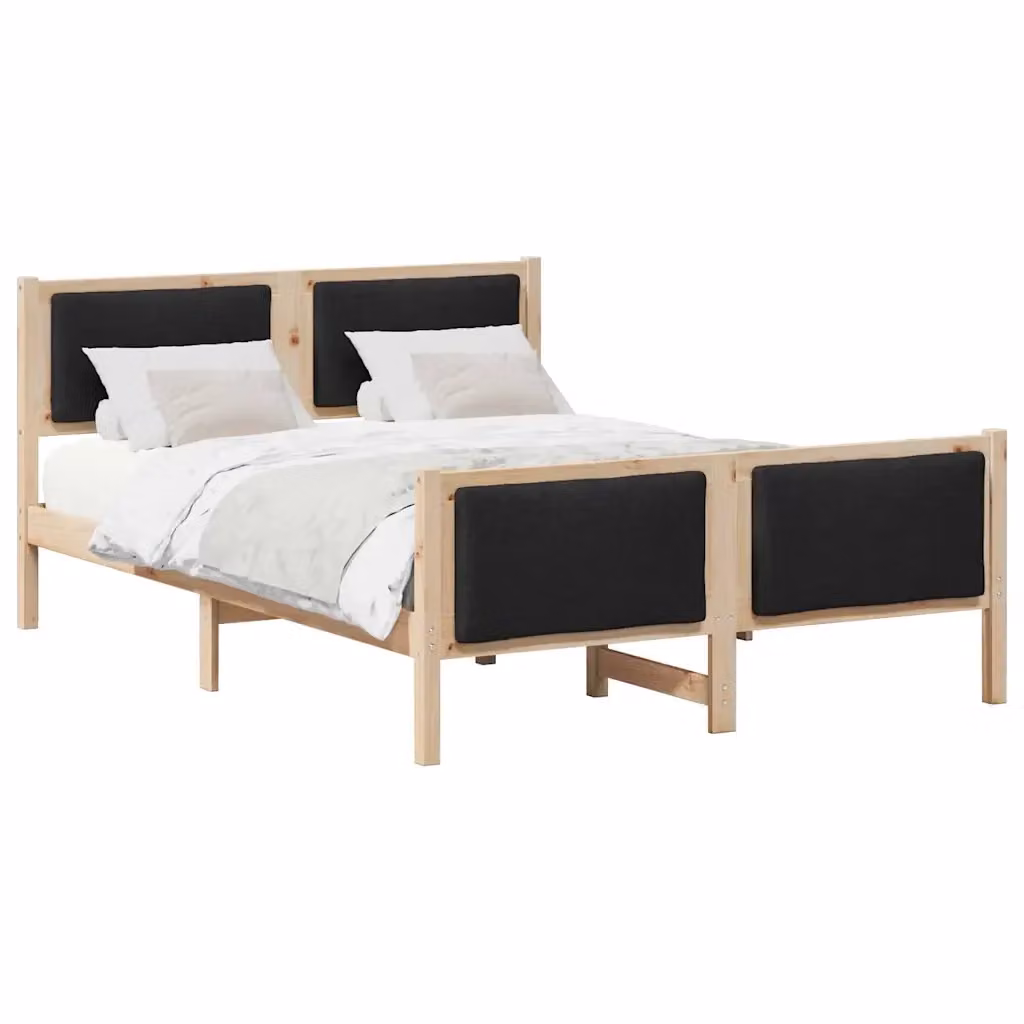 Struttura del letto con testiera vidaXL in tessuto e legno di pino, colore nero, L/P/H: 160 x 200 x 85,5 cm – 2