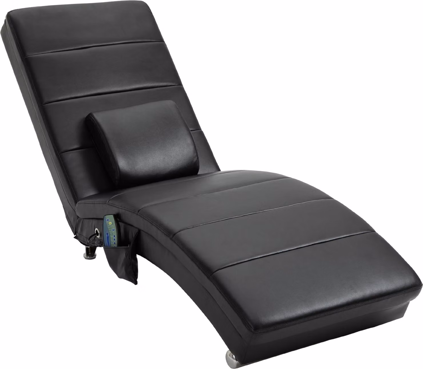 Poltrona relax Moonbite con 8 punti di massaggio e cuscino lombare, poltrona reclinabile senza braccioli, con telecomando a filo, portata massima 120 kg, imbottitura in schiuma, colore nero