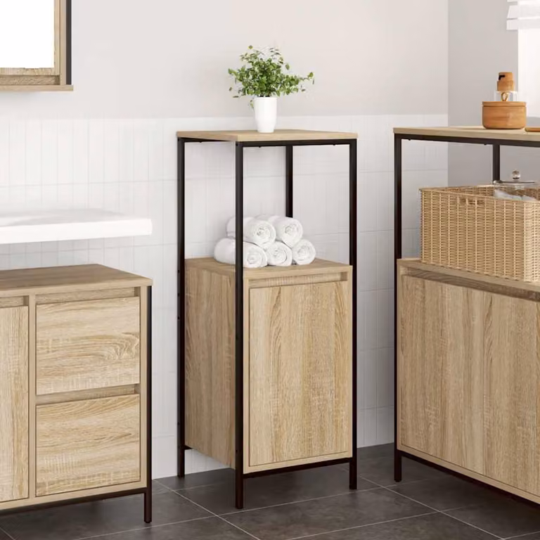 Mobile da bagno vidaXL moderno in rovere con ripiani interni, colore marrone, L/P/H: 36 x 35 x 95 cm