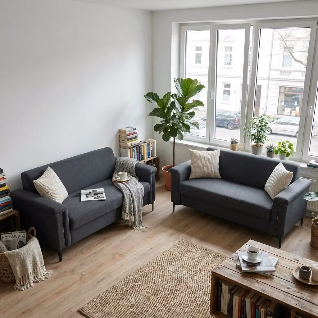 Divano a 2 posti Mivray in stile scandinavo rivestito in tessuto grigio con cuscini inclusi, L: 172 cm, H: 73,5 cm – 2