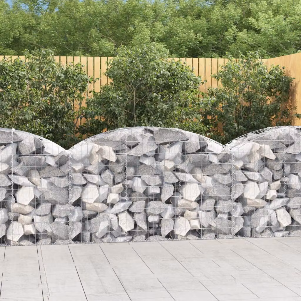 Cesto Gabbione ad Arco vidaXL in Ferro Zincato Grigio L: 150 cm, P: 50 cm, H: 80/100 cm