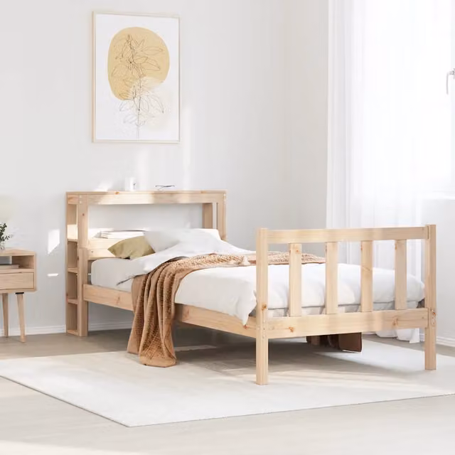 Letto singolo in legno massello di pino stile rustico VIDAXL, dimensioni 90 x 190 cm