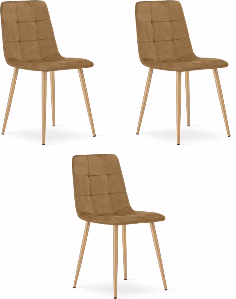 Sedia KARA - velluto marrone / gambe in legno x 3