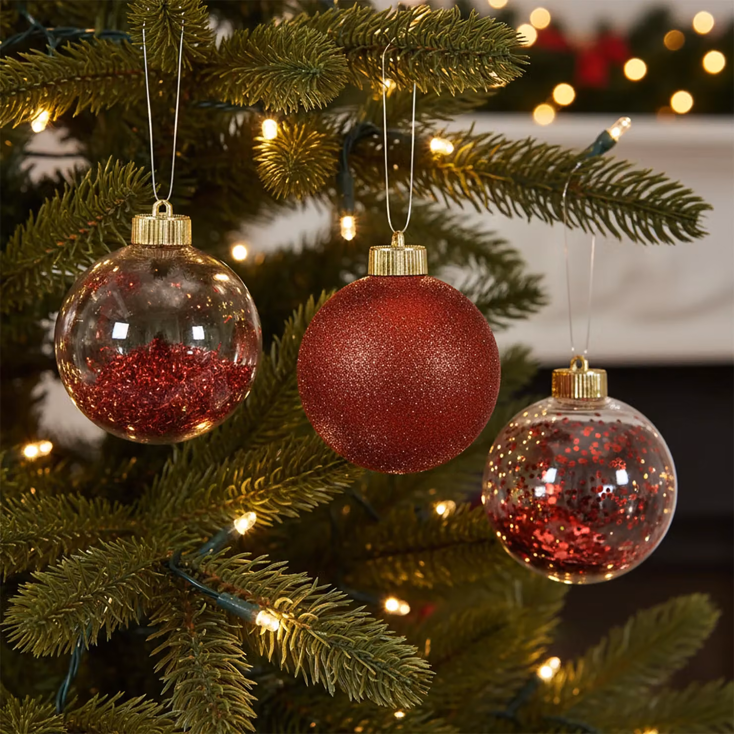 Set di 6 palline di Natale rosse Vestiamo Casa, decorazioni sferiche da appendere con diametro 8 cm – 2