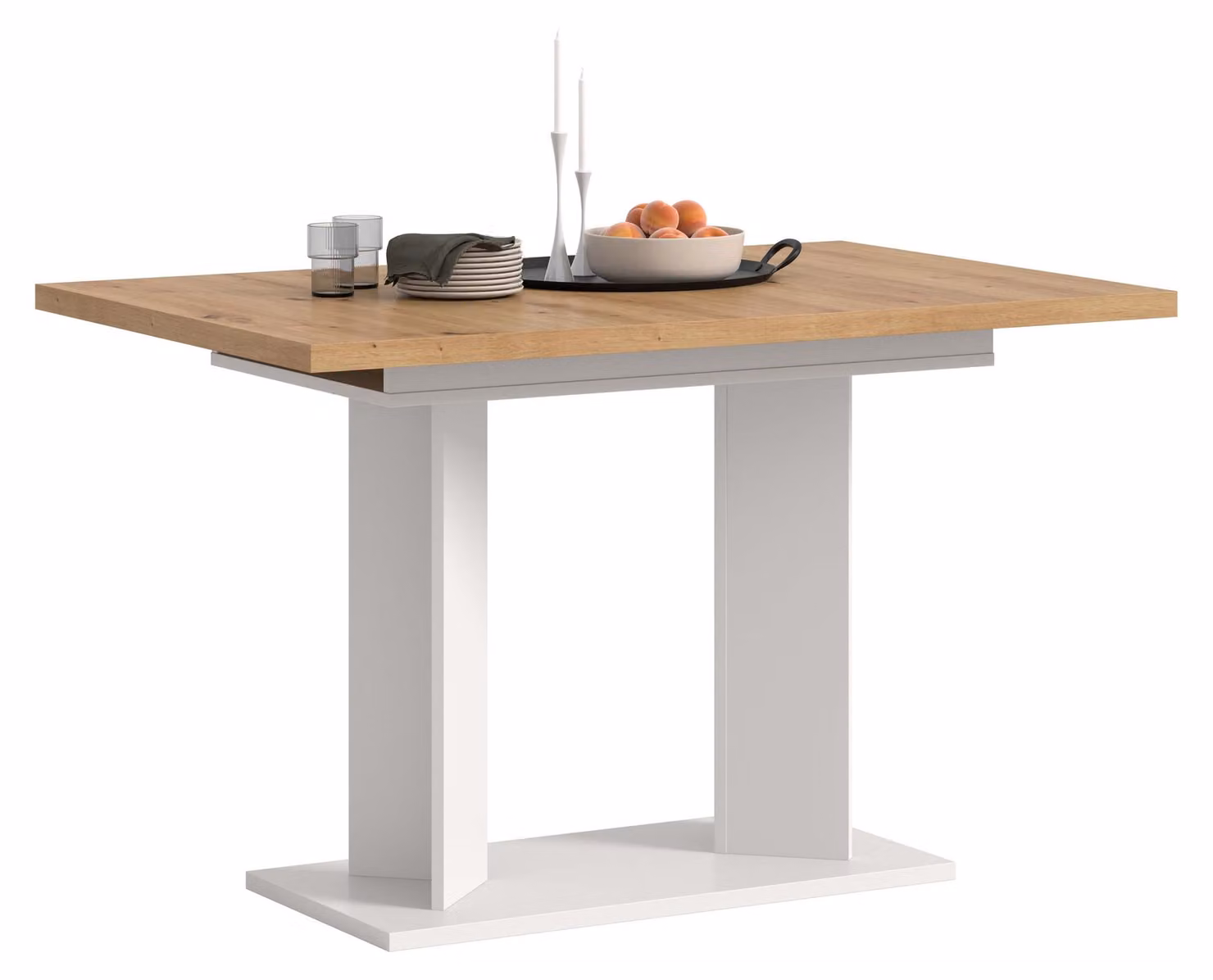 xonox.home Tavolo da pranzo Gustav bianco/ finitura rovere Artisan L/A/P: 160x76x80 cm