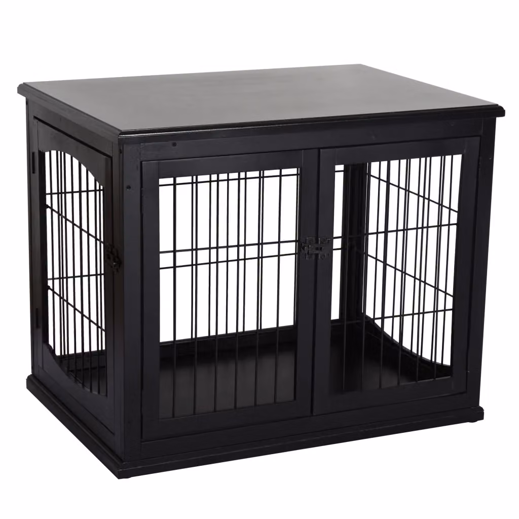 Casetta per cani Minimal in MDF e metallo nero L 58,5 cm x P 81 cm x H 66 cm – 2