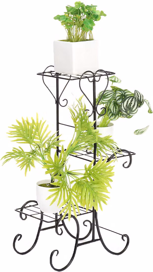 3 strati metallo fiori scaffale casa in piedi interni soggiorno verde bar fioriera rack - bianco
