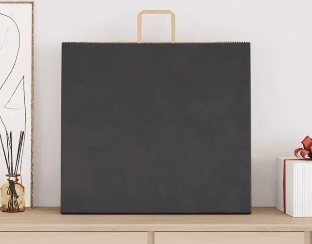 Sacchetti di carta kraft vidaXL con manici neri, confezione da 250 pezzi, L: 54 cm, P: 15 cm, H: 49 cm