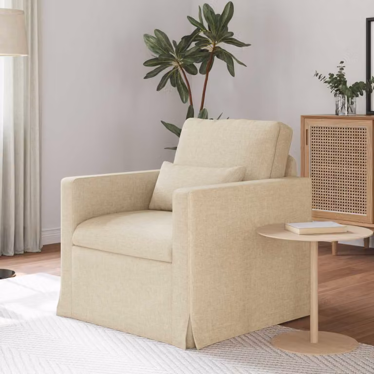 Divano beige vidaXL con struttura imbottita in tessuto, L/P/H: 78 x 78 x 80 cm