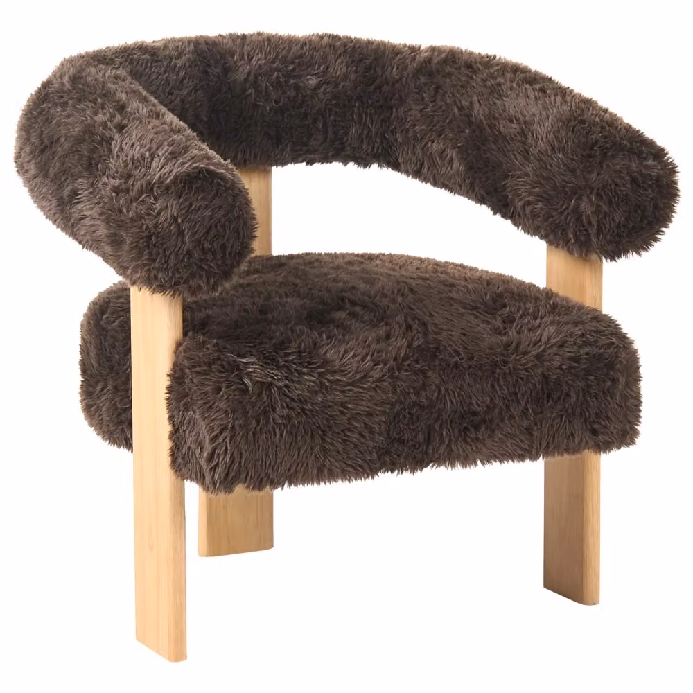 Poltrona lounge Beliani in stile retro con rivestimento in ecopelle e tessuto marrone e gambe in legno di gomma per il tuo salotto L: 77 cm, P: 68 cm, H: 76 cm – 2