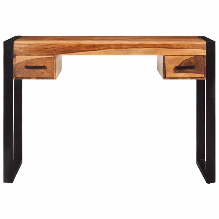 Scrivania con 2 Cassetti 110x50x77cm Legno Massello di Acacia