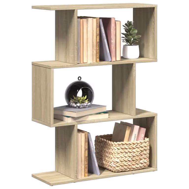 Libreria Divisorio vidaXL con 3 Ripiani in MDF, Colore Marrone/Beige, L 70 cm x P 24 cm x H 97 cm