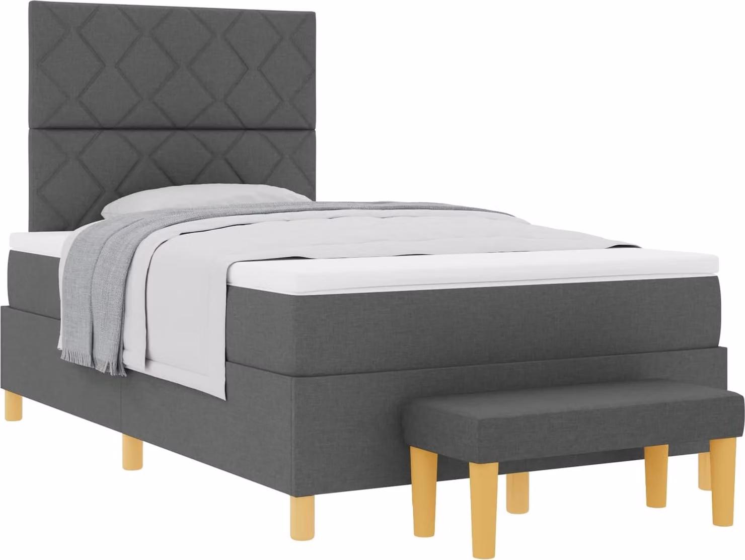 Letto a molle con materasso grigio scuro 120 x 200 cm in tessuto