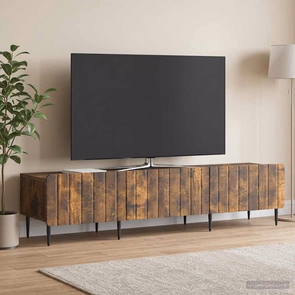 Mobile TV vidaXL in Rovere Fumo, Design Moderno con Ruote, L/P/H: 147 x 34,5 x 32 cm