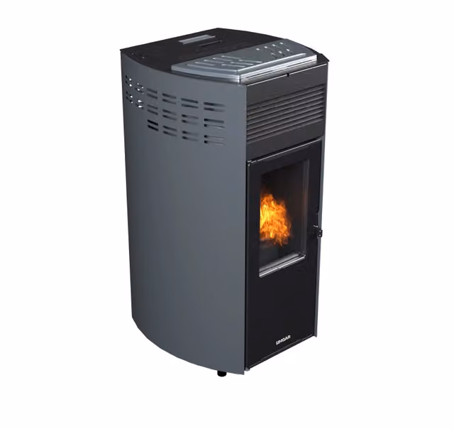 Stufa a pellet canalizzata Erica Lincar in acciaio e ghisa, grigio, 10,8kW