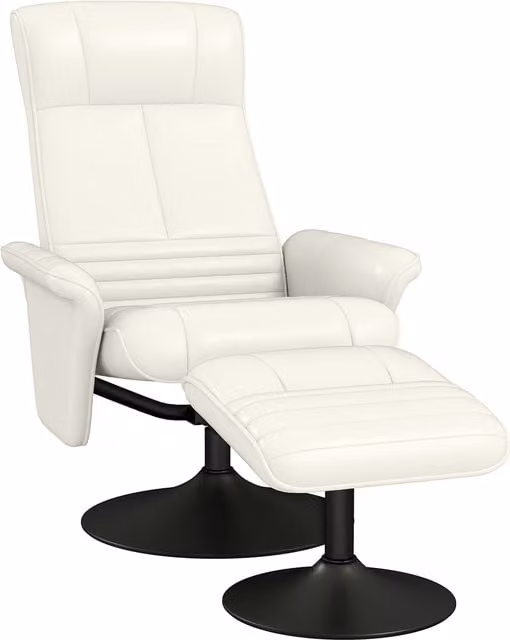Poltrona relax HOMCOM con pouf girevole ed ergonomica in microfibra, bianco crema