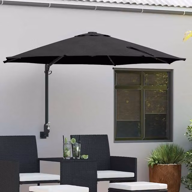 Ombrellone da giardino e spiaggia DESIGN IN nero in poliestere e acciaio L: 248 cm, P: 248 cm, H: 148 cm