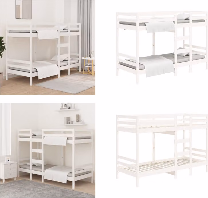vidaXL Letto a castello bianco 90x190 cm pino massiccio - Letto a castello - Letti a castello - Letto - Mobili per la camera da letto
