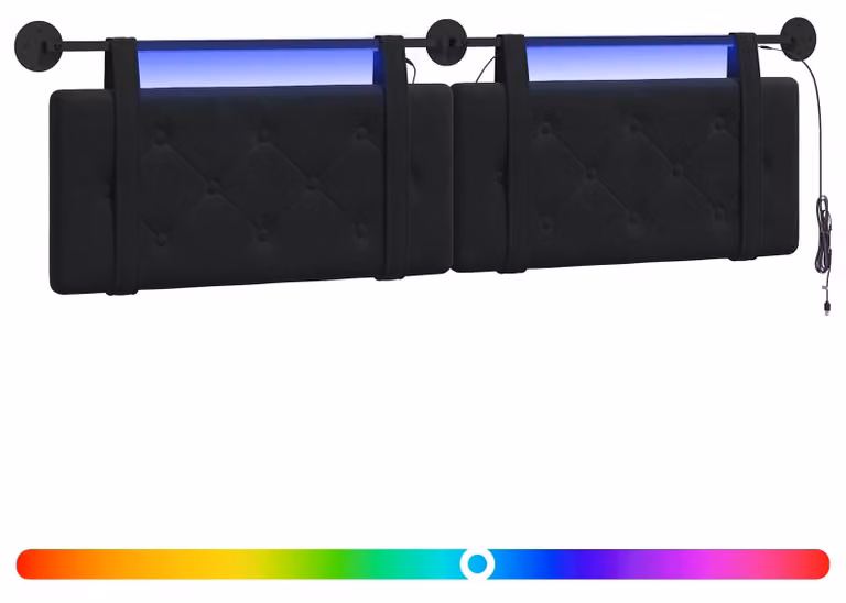 Testiera sospesa Con luce LED Nero Velluto