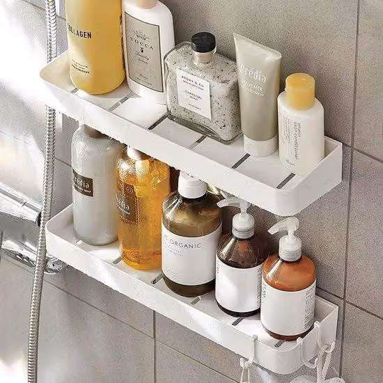 Organizer per cabina doccia - 2 pezzi - bianco - 30 cm