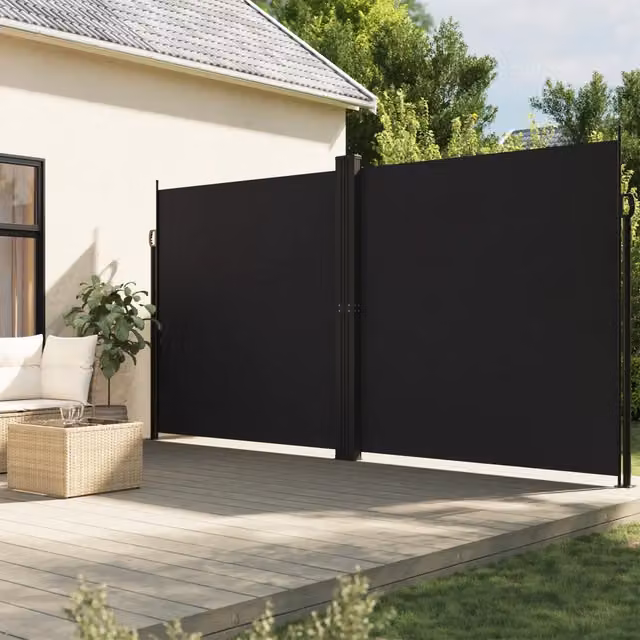 Tenda da sole laterale retrattile Videx in poliestere nera L: 1200 cm, H: 220 cm – 1