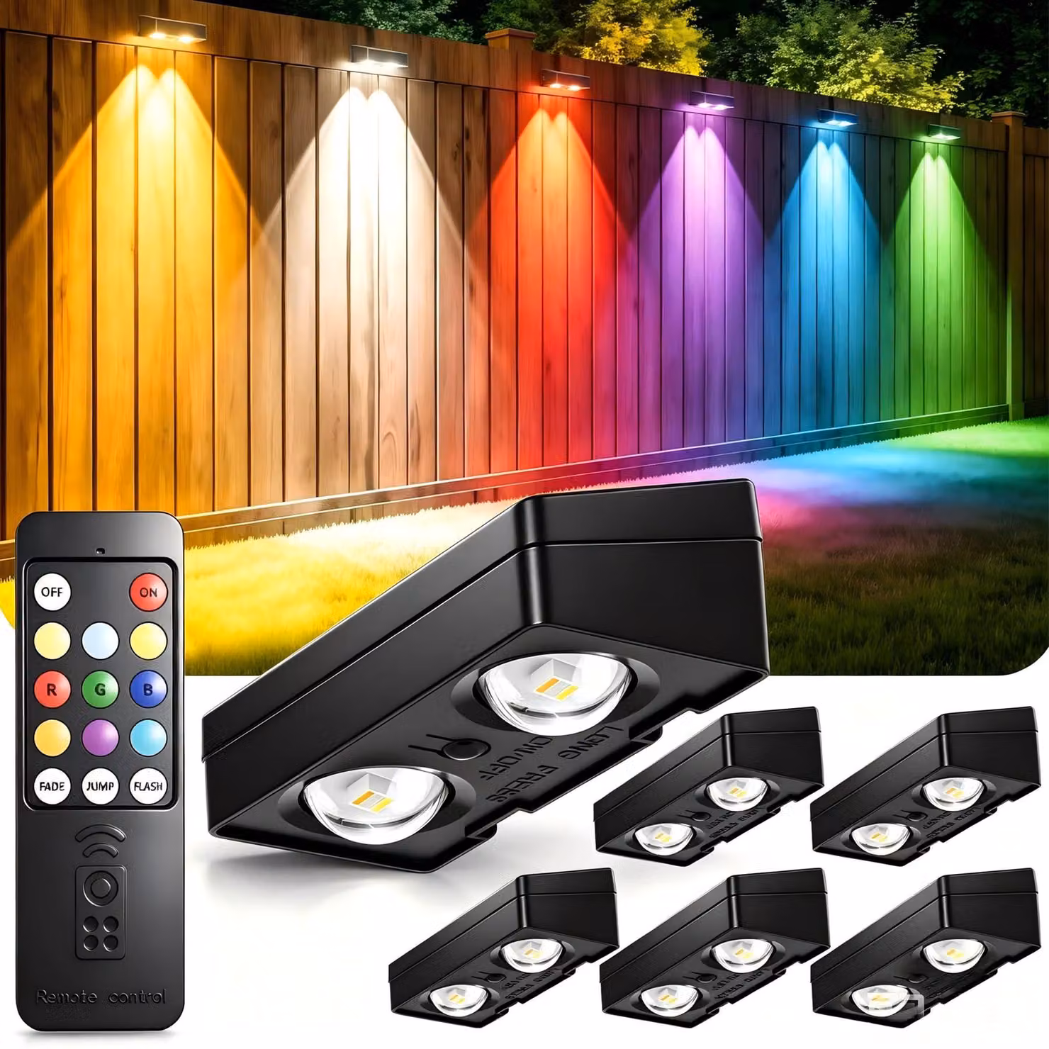 Lampade solari da giardino, set di 6 pezzi, RGB, 9 colori, 12 modalità, grado di protezione IP65