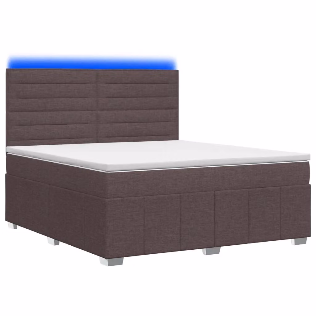 Letto Box Spring vidaXL con Materasso a Molle Pocket e Illuminazione LED, Colore Marrone e Bianco, L/P: 140 x 200 cm – 2