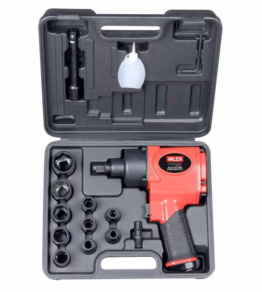 Valex Avvitatore Pneumatico 1/2" Nero con 10 Bussole e Valigetta