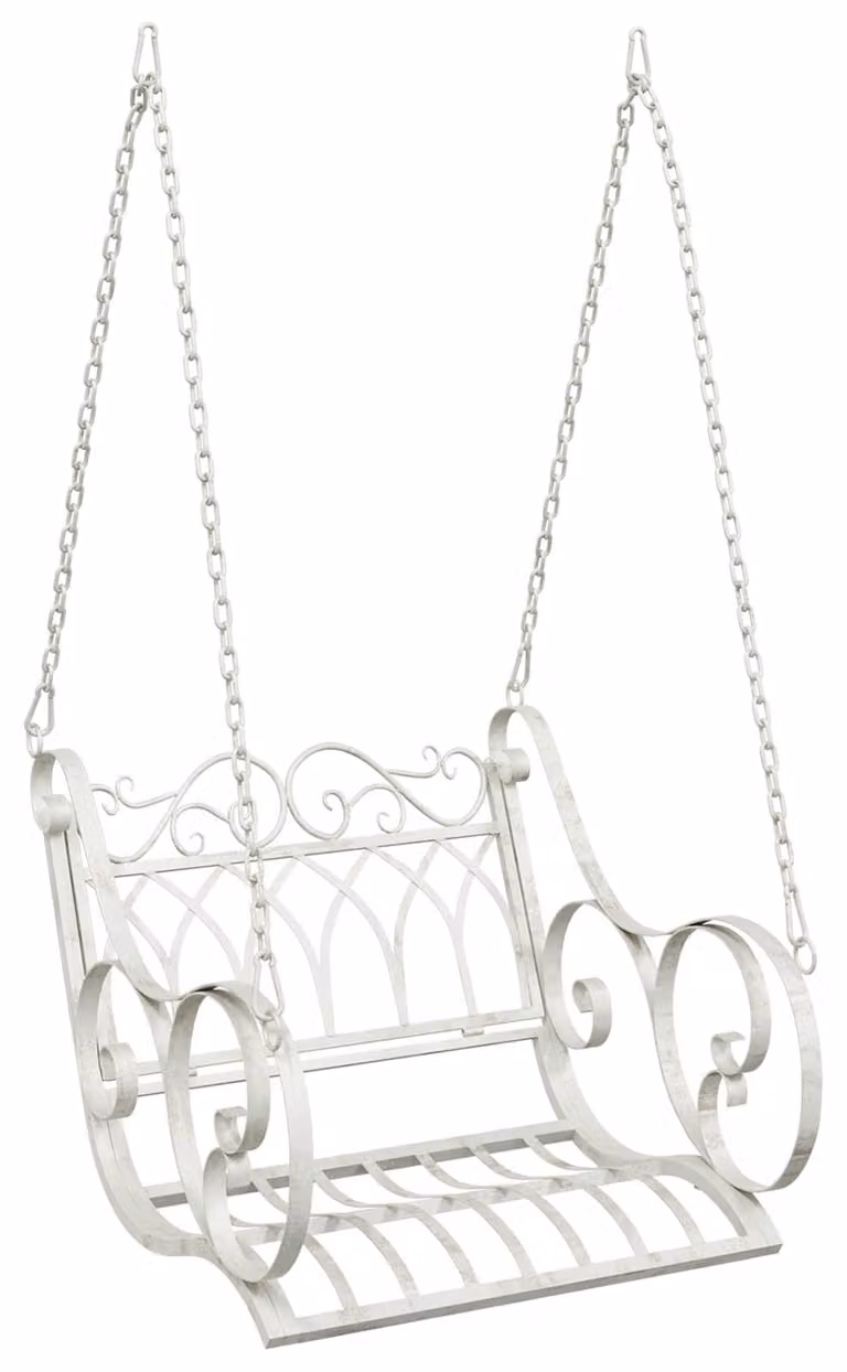 Panchina a Dondolo Acciaio 71 x 75 x 59 cm Bianco Antico