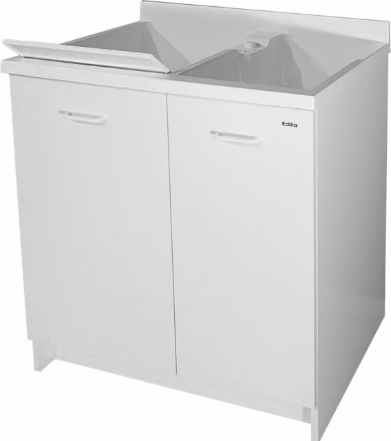 Mobile Lavatoio 80x60x85cm 2 Ante 2 Vasche Asse in Termoplastico Montegrappa Edilla Bianco