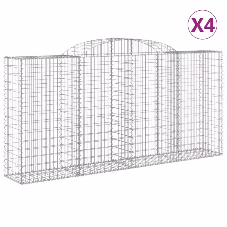 Cesti Gabbioni ad Arco 4 pz 300x50x140/160 cm Ferro Zincato