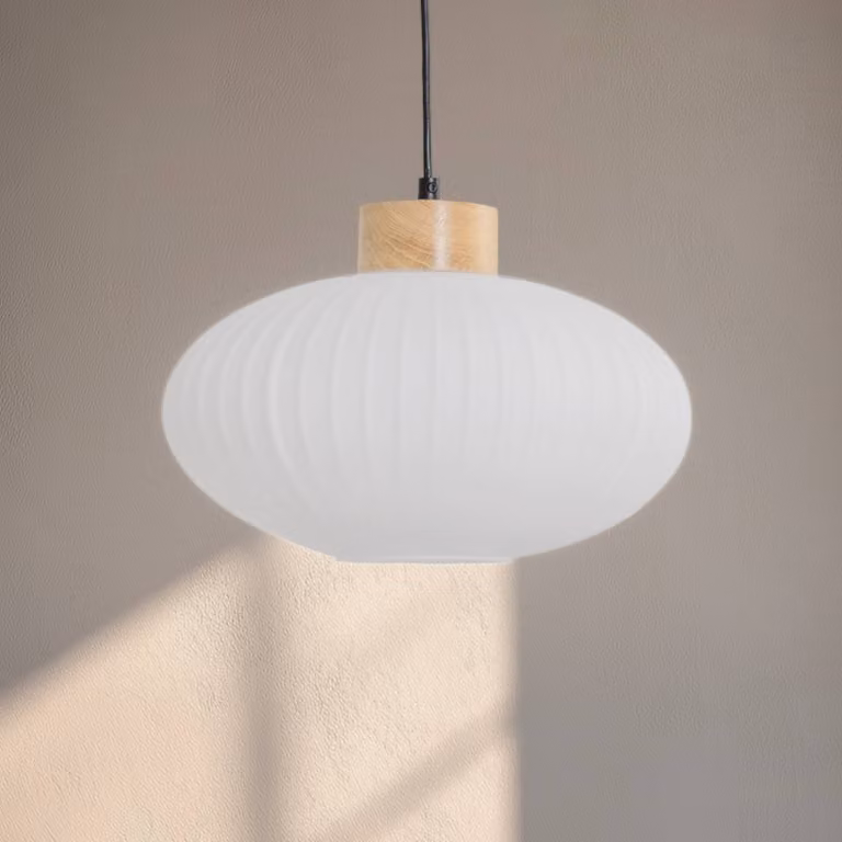 Lampada a sospensione in vetro Harmony Lamkur, dimmerabile, Bianco / Opale, Soggiorno / Sala da pranzo, Vetro, Scandinavo, Lampada a sospensione