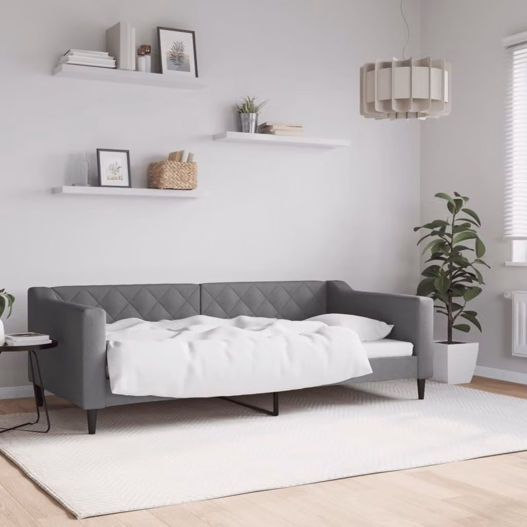 Maison Exclusive - Letto a giorno, colore grigio scuro, 90x190 cm, tessuto
