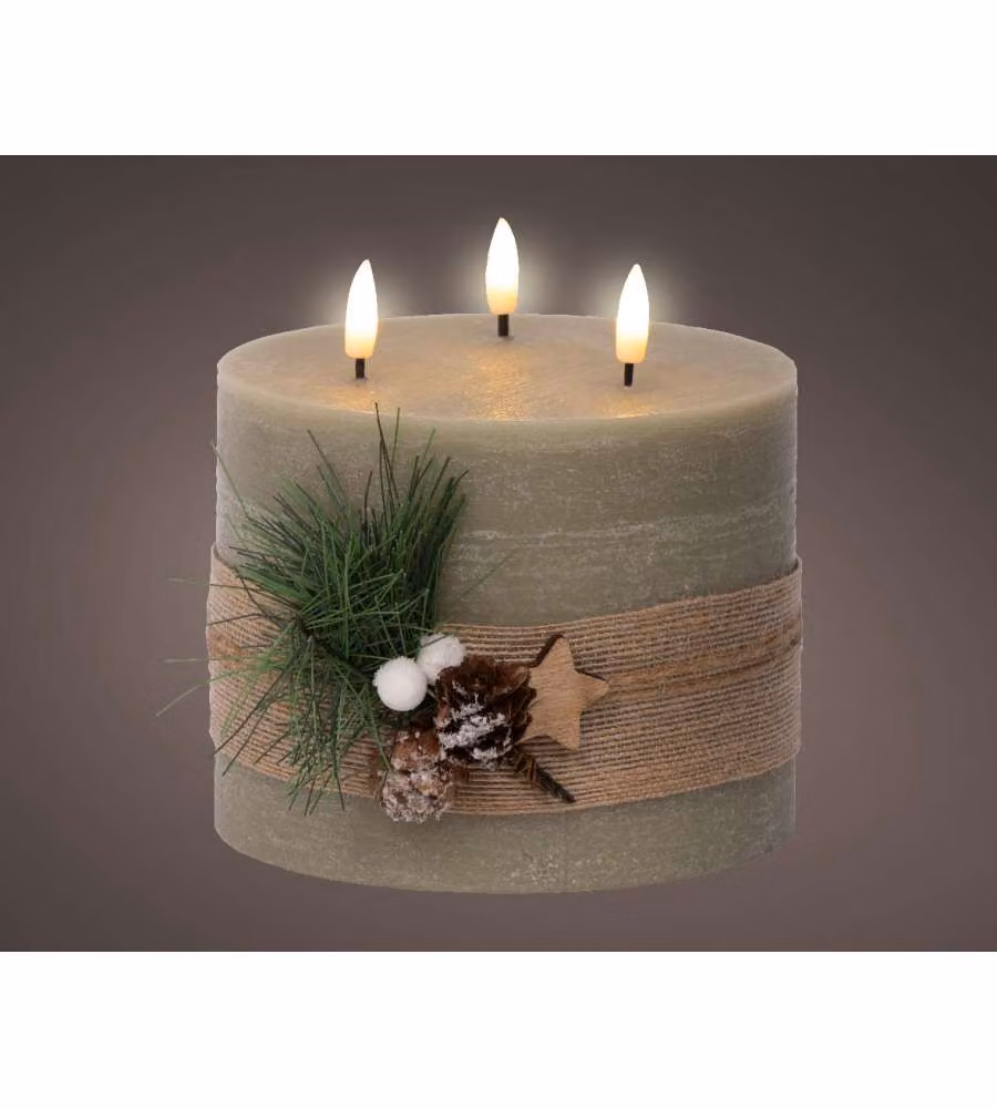 Lumineo LED Candela - Decorazione Foglie Verde - Timer 230h - 15cm