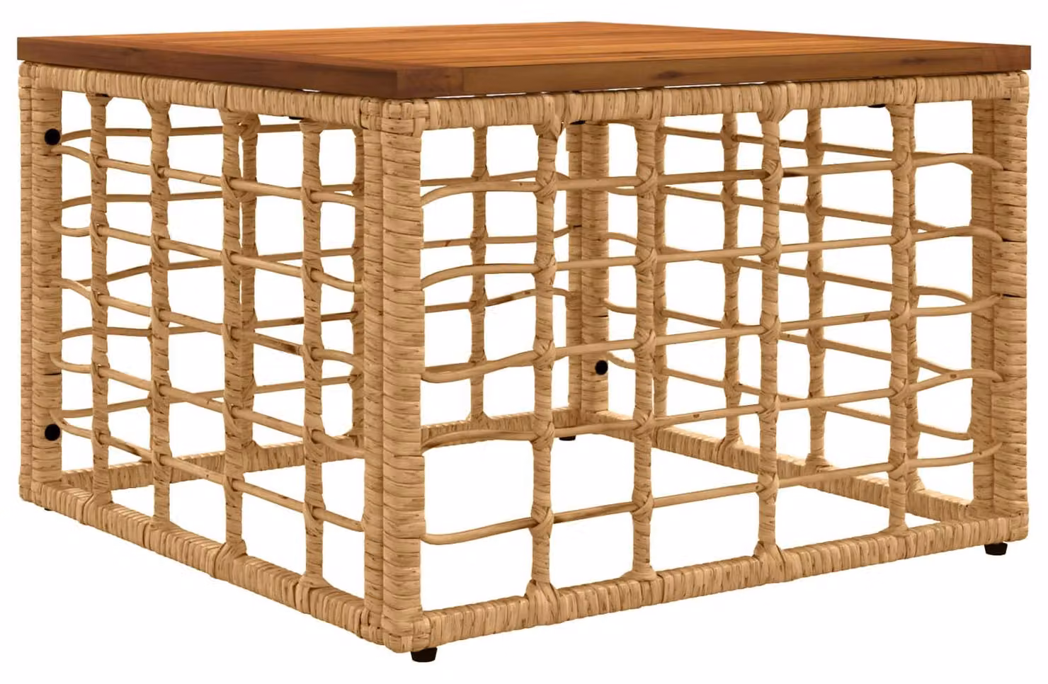 Tavolo da Giardino Naturale 55 x 55 x 37 cm Rattan PE e Vetro