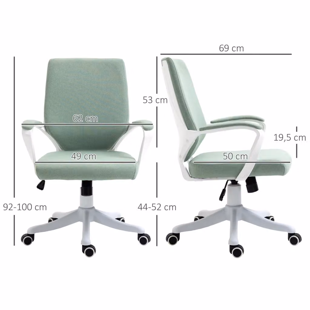 Sedia da ufficio ergonomica WISHDOR verde con braccioli e ruote girevoli a 360 gradi – 2
