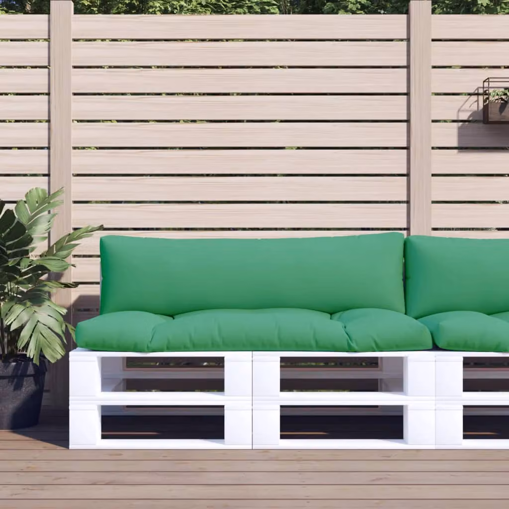 Set di 2 cuscini per pallet vidaXL verdi in poliestere idrorepellenti e resistenti ai raggi UV, L/P/H: 110 x 58 x 10 cm