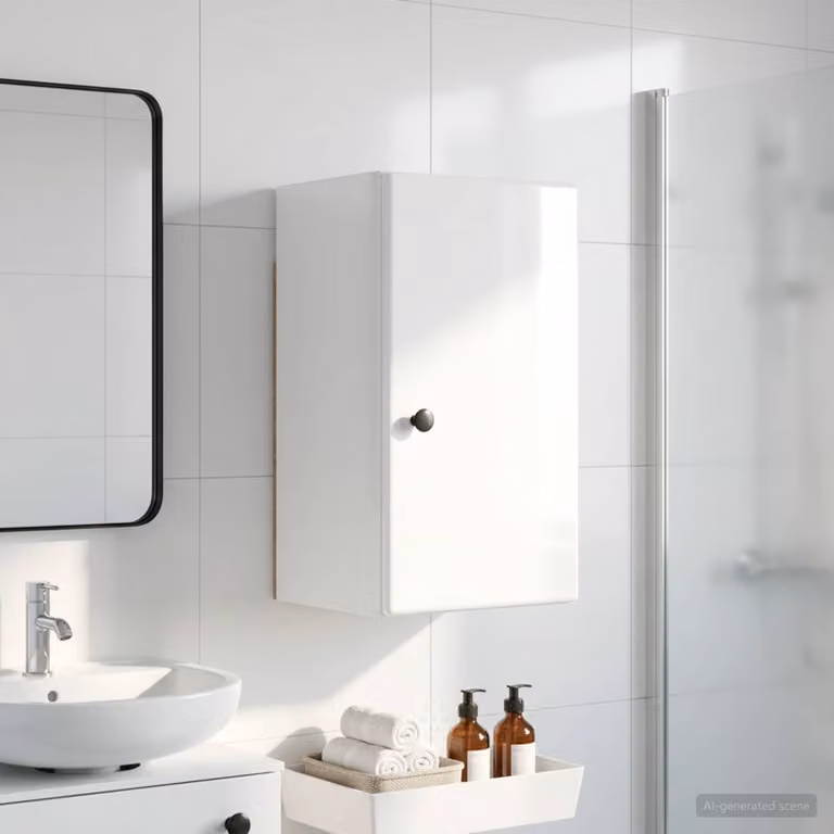 Armadio da bagno a muro vidaXL BREDA Bianco Lucido L: 30 cm, P: 31 cm, H: 59 cm