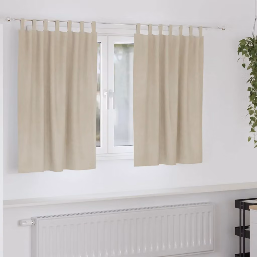 Set di 2 tende oscuranti vidaXL in velluto beige, L 140 cm x H 140 cm