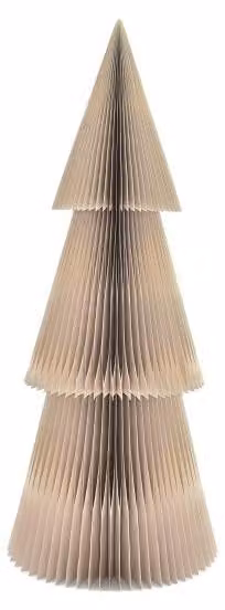 Albero di Natale in carta alveolare, realizzato con materiali naturali, colore Pantone n. 14-1316 TCX, dimensioni 210 x 90 cm
