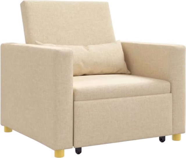 Divano letto | Sof¨¤ letto | Letto singolo estraibile singolo Crema 90 x 165 x 87 cm Tessuto