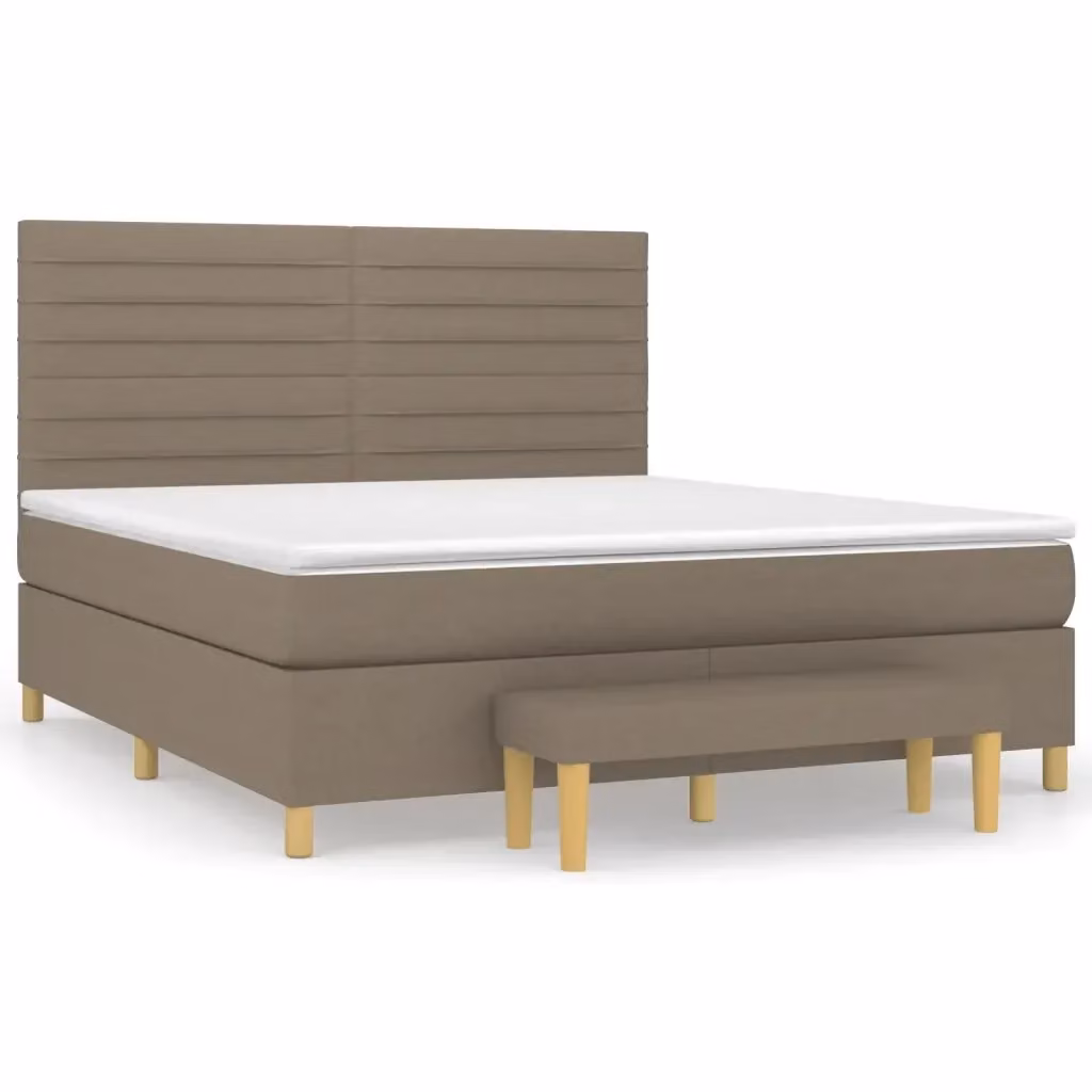Letto Ibrido vidaXL con Materasso e Struttura Imbottita Beige e Bianco L/P: 160 x 200 cm – 2