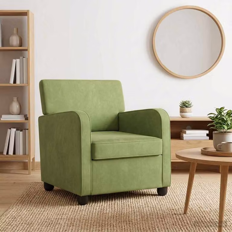 Poltrona moderna vidaXL in velluto verde con braccioli
