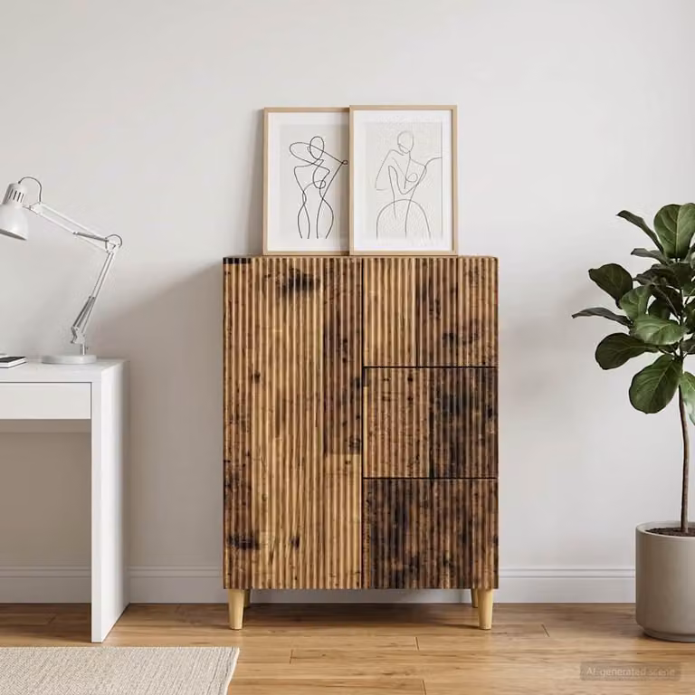 Credenza vidaXL in legno ingegnerizzato color marrone antico, L 66 x P 34,5 x H 90 cm