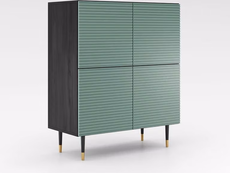 Cassettiera con ante MILIONA - verde pistacchio / grigio